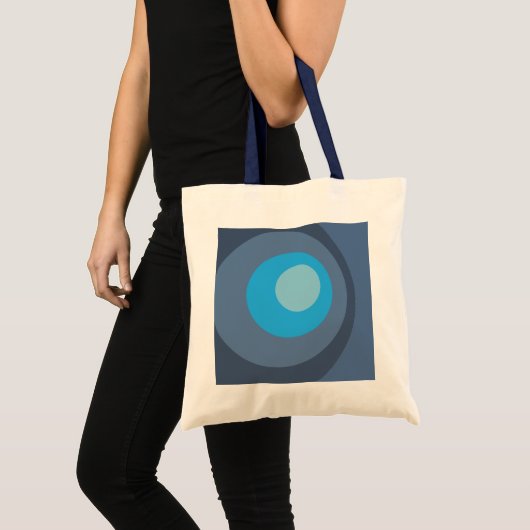 Retro Blauwe Cirkels Tote Bag (Voorkant (product))