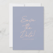Retro Blauwe Crème Getekende Bloementuin Bewaar De Save The Date (Voorkant)