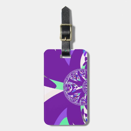 Retro Blauwe Cyaan Kaleidoscoop Art Print Bagagelabel (Voorkant verticaal)