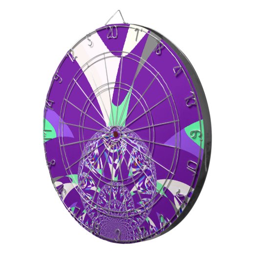 Retro Blauwe Cyaan Kaleidoscoop Art Print Dartbord (Voorkant Rechts)