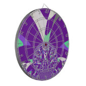 Retro Blauwe Cyaan Kaleidoscoop Art Print Dartbord (Voorkant Links)