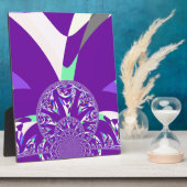 Retro Blauwe Cyaan Kaleidoscoop Art Print Fotoplaat (Zijkant)