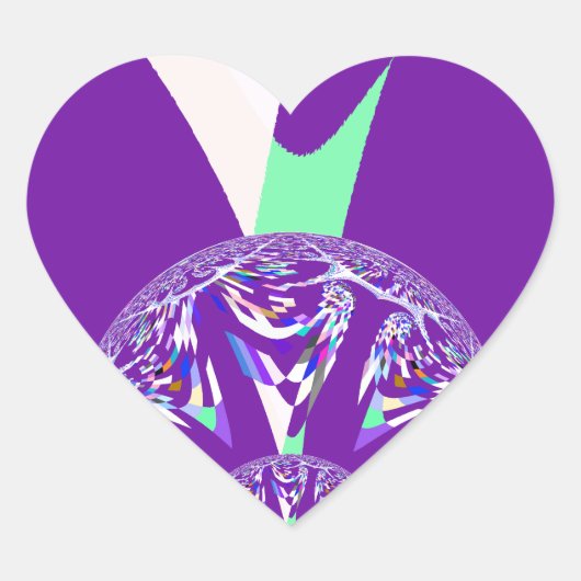 Retro Blauwe Cyaan Kaleidoscoop Art Print Hart Sticker (Voorkant)