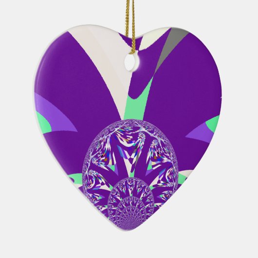 Retro Blauwe Cyaan Kaleidoscoop Art Print Keramisch Ornament (Rechts)