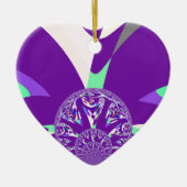 Retro Blauwe Cyaan Kaleidoscoop Art Print Keramisch Ornament (Voorkant)