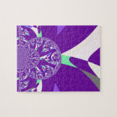 Retro Blauwe Cyaan Kaleidoscoop Art Print Legpuzzel (Horizontaal)