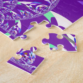 Retro Blauwe Cyaan Kaleidoscoop Art Print Legpuzzel (Zijkant)