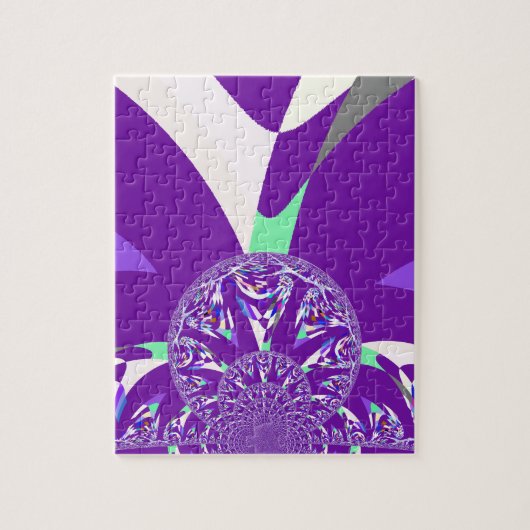 Retro Blauwe Cyaan Kaleidoscoop Art Print Legpuzzel (Verticaal)