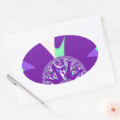 Retro Blauwe Cyaan Kaleidoscoop Art Print Ovale Sticker (Envelop)