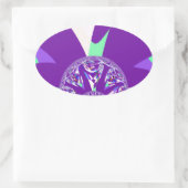 Retro Blauwe Cyaan Kaleidoscoop Art Print Ovale Sticker (Tas)