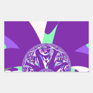 Retro Blauwe Cyaan Kaleidoscoop Art Print Rechthoekige Sticker