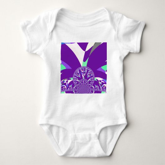 Retro Blauwe Cyaan Kaleidoscoop Art Print Romper (Voorkant)