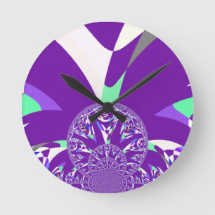 Retro Blauwe Cyaan Kaleidoscoop Art Print Ronde Klok