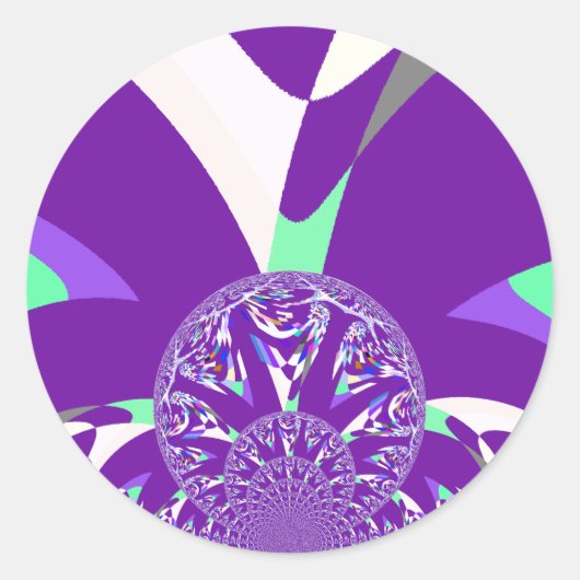 Retro Blauwe Cyaan Kaleidoscoop Art Print Ronde Sticker (Voorkant)