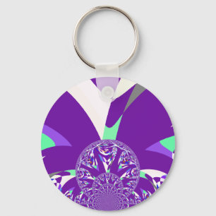 Retro Blauwe Cyaan Kaleidoscoop Art Print Sleutelhanger