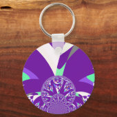 Retro Blauwe Cyaan Kaleidoscoop Art Print Sleutelhanger (Voorkant)