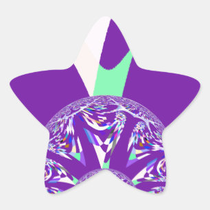 Retro Blauwe Cyaan Kaleidoscoop Art Print Ster Sticker