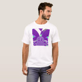 Retro Blauwe Cyaan Kaleidoscoop Art Print T-shirt (Voorkant volledig)