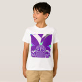 Retro Blauwe Cyaan Kaleidoscoop Art Print T-shirt (Voorkant volledig)
