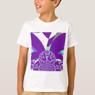 Retro Blauwe Cyaan Kaleidoscoop Art Print T-shirt