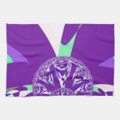 Retro Blauwe Cyaan Kaleidoscoop Art Print Theedoek (Horizontaal)