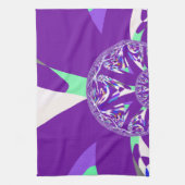 Retro Blauwe Cyaan Kaleidoscoop Art Print Theedoek (Verticaal)
