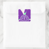 Retro Blauwe Cyaan Kaleidoscoop Art Print Vierkante Sticker (Tas)