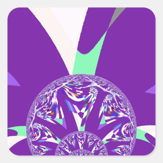 Retro Blauwe Cyaan Kaleidoscoop Art Print Vierkante Sticker (Voorkant)