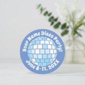 Retro Blauwe Disco Bal PERSOONLIJK Kaart (Staand voorkant)