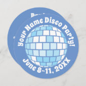 Retro Blauwe Disco Bal PERSOONLIJK Kaart (Voorkant / Achterkant)