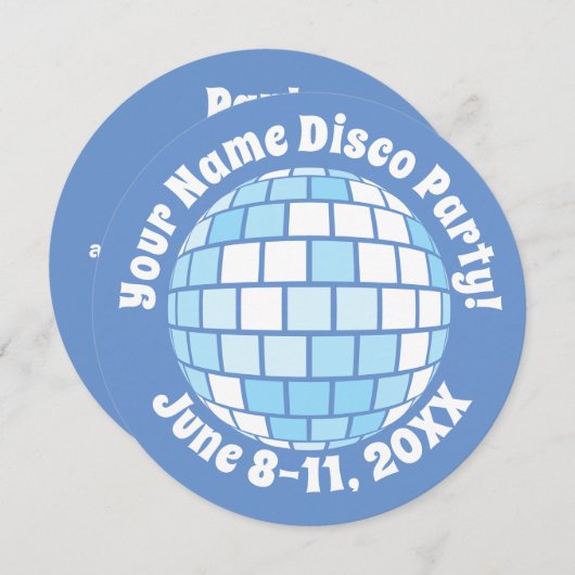 Retro Blauwe Disco Bal PERSOONLIJK Kaart (Voorkant / Achterkant)