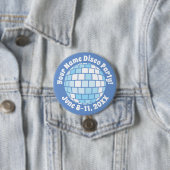 Retro Blauwe Disco Bal PERSOONLIJKE Knop Ronde Button 7,6 Cm (In situ)