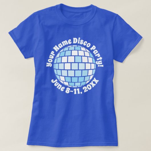 Retro Blauwe Disco Bal PERSOONLIJKE T-Shirt (Design voorkant)