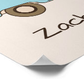 Retro blauwe en crème kleurige persoonlijke bus poster (Hoek)