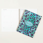 Retro blauwe en paarse luipaardprint planner (Display)