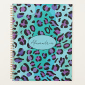 Retro blauwe en paarse luipaardprint planner (Voorkant)