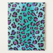 Retro blauwe en paarse luipaardprint planner (Achterkant)