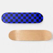 Retro Blauwe en Zwarte Geruite Skateboard (Horizontaal)