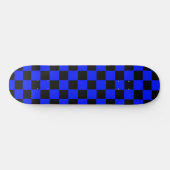 Retro Blauwe en Zwarte Geruite Skateboard (Horizontaal)