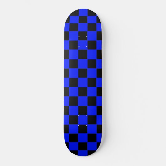 Retro Blauwe en Zwarte Geruite Skateboard (Voorkant)