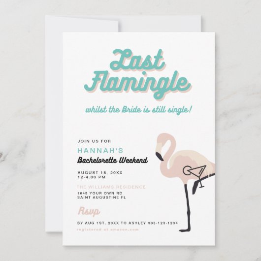 Retro Blauwe Flamingo Laatste Flamingle Bacheloret Kaart (Voorkant)