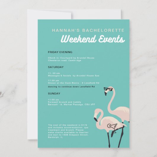 Retro Blauwe Flamingo Laatste Flamingle Bacheloret Kaart (Achterkant)