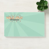 Retro blauwe flitskleur holly jolly kersttekst post-it® notes (Kantoor)