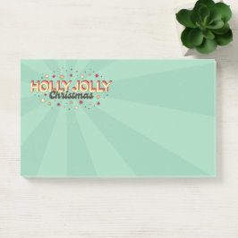Retro blauwe flitskleur holly jolly kersttekst post-it® notes