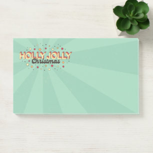 Retro blauwe flitskleur holly jolly kersttekst post-it® notes