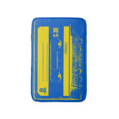 Retro blauwe & gele cassettebandje badmat (Voorkant Verticaal)