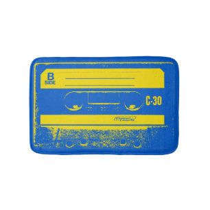 Retro blauwe & gele cassettebandje badmat