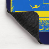 Retro blauwe & gele cassettebandje muismat (Hoek)
