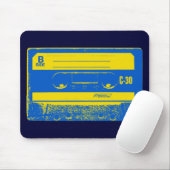 Retro blauwe & gele cassettebandje muismat (Met muis)