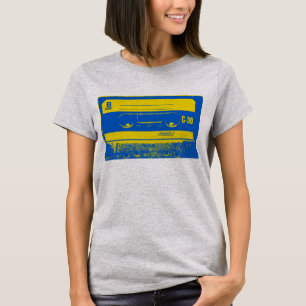Retro blauwe & gele cassettebandje t-shirt